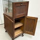 Vintage Oak Glass Store Display Showcase Counter Display Cabinet w/Mirror Back