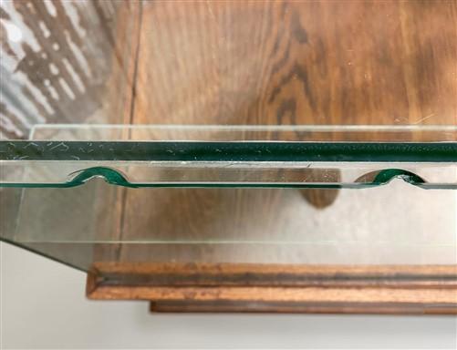 Vintage Oak Glass Store Display Showcase Counter Display Cabinet w/Mirror Back