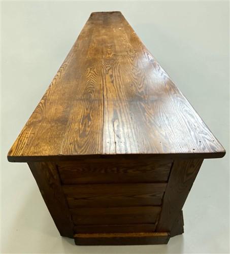 15'9" Bean Seed Counter, Vintage Oak Mercantile Store Display Cabinet Drawers