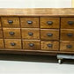 15'9" Bean Seed Counter, Vintage Oak Mercantile Store Display Cabinet Drawers