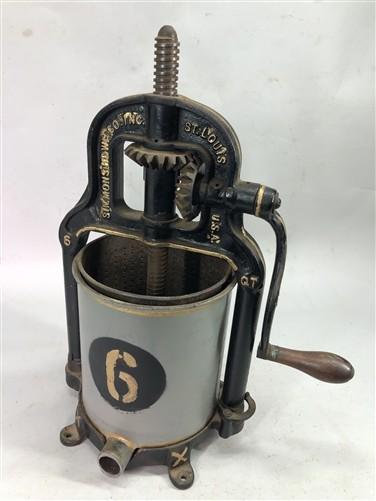 Simmons Howe 6 Qt Lard Press Sausage Stuffer Wine Fruit Cast Iron Vintage F