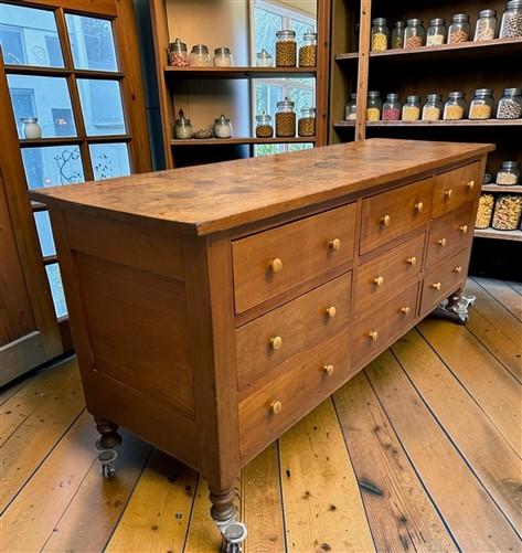 7' Country Store Counter Buffet Sideboard Cabinet Vintage 9 Drawer Mercantile