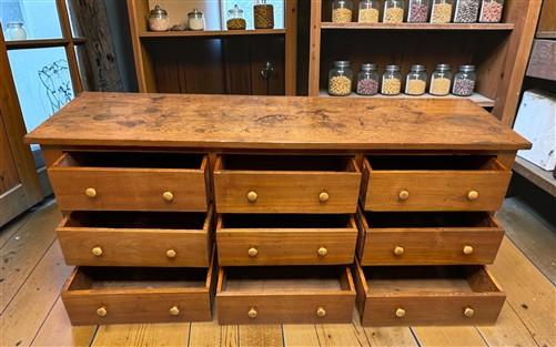 7' Country Store Counter Buffet Sideboard Cabinet Vintage 9 Drawer Mercantile