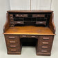 56" Oak Secretary Desk with Pigeonholes and Multi Drawer Interior Vintage Desk