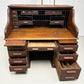 56" Oak Secretary Desk with Pigeonholes and Multi Drawer Interior Vintage Desk