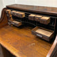 56" Oak Secretary Desk with Pigeonholes and Multi Drawer Interior Vintage Desk