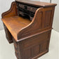 56" Oak Secretary Desk with Pigeonholes and Multi Drawer Interior Vintage Desk
