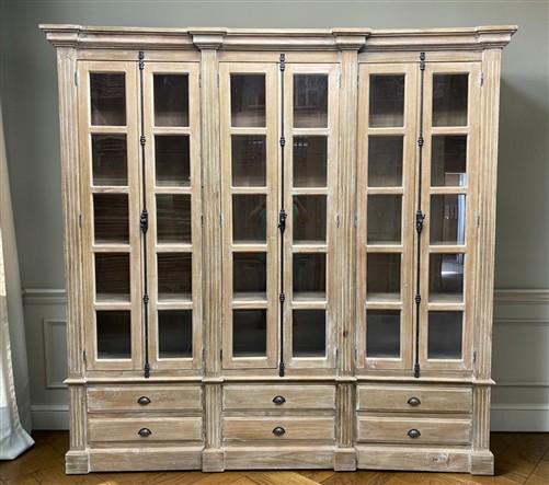6 Door Natural Bookcase, China Cabinet, Kitchen Cabinet, Display Case, Library