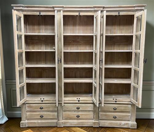 6 Door Natural Bookcase, China Cabinet, Kitchen Cabinet, Display Case, Library