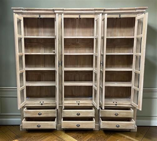 6 Door Natural Bookcase, China Cabinet, Kitchen Cabinet, Display Case, Library