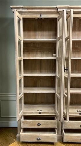 6 Door Natural Bookcase, China Cabinet, Kitchen Cabinet, Display Case, Library
