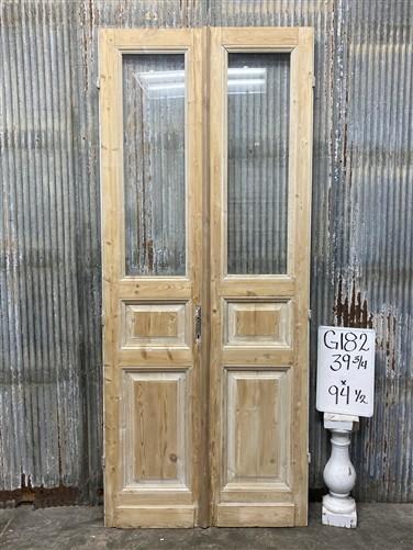 Antique French Double Doors (39.75x94.5) 1 Pane Glass, European Reclaimed G182