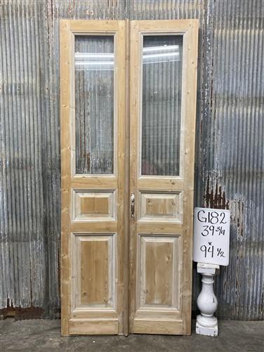 Antique French Double Doors (39.75x94.5) 1 Pane Glass, European Reclaimed G182
