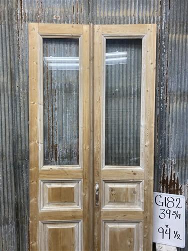 Antique French Double Doors (39.75x94.5) 1 Pane Glass, European Reclaimed G182