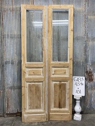 Antique French Double Doors (43.75x101) 1 Pane Glass, European Reclaimed G183