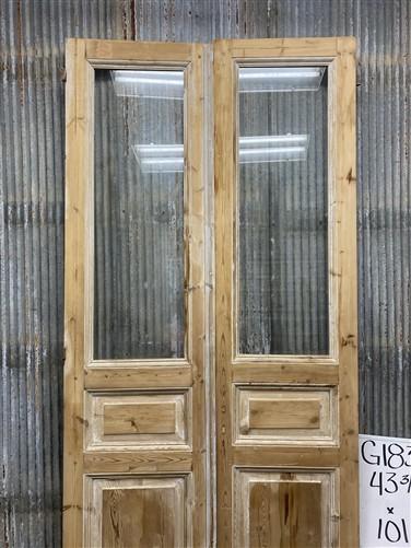 Antique French Double Doors (43.75x101) 1 Pane Glass, European Reclaimed G183