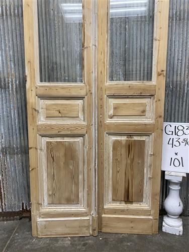 Antique French Double Doors (43.75x101) 1 Pane Glass, European Reclaimed G183