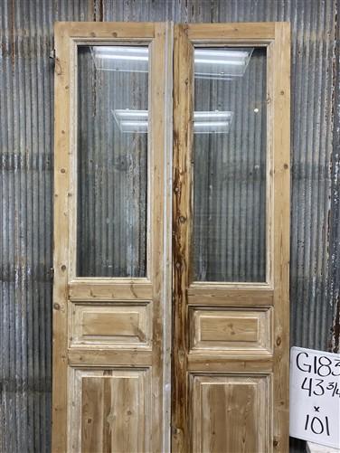 Antique French Double Doors (43.75x101) 1 Pane Glass, European Reclaimed G183
