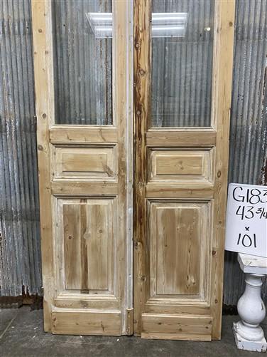 Antique French Double Doors (43.75x101) 1 Pane Glass, European Reclaimed G183