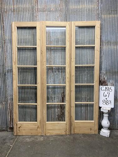 Antique French Double Doors (67x88) 5 Pane Glass, European Reclaimed G185