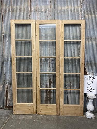 Antique French Double Doors (67x88) 5 Pane Glass, European Reclaimed G185