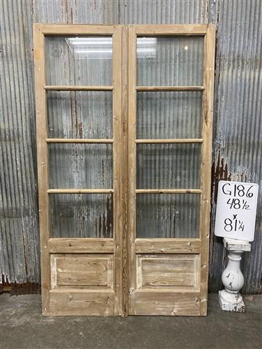 Antique French Double Doors (48x81) 4 Pane Glass, European Reclaimed G186