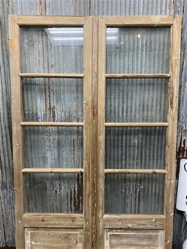 Antique French Double Doors (48x81) 4 Pane Glass, European Reclaimed G186