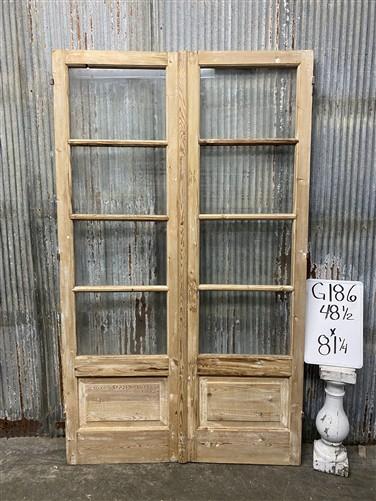 Antique French Double Doors (48x81) 4 Pane Glass, European Reclaimed G186