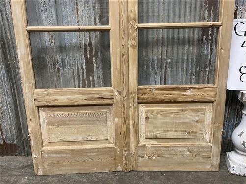 Antique French Double Doors (48x81) 4 Pane Glass, European Reclaimed G186