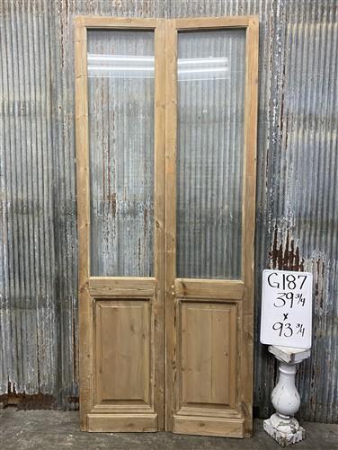 Antique French Double Doors (39.75x93.75) 1 Pane Glass, European Reclaimed G187