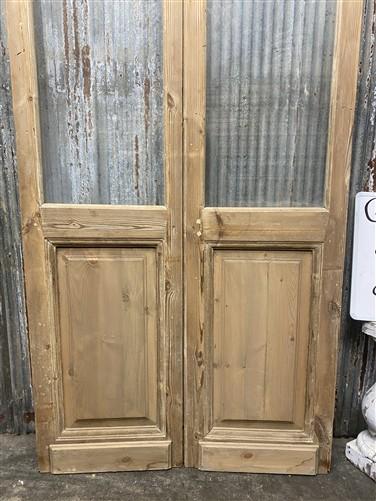 Antique French Double Doors (39.75x93.75) 1 Pane Glass, European Reclaimed G187