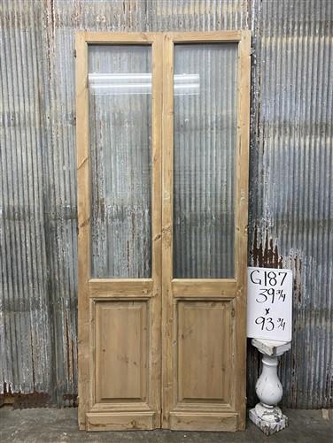 Antique French Double Doors (39.75x93.75) 1 Pane Glass, European Reclaimed G187