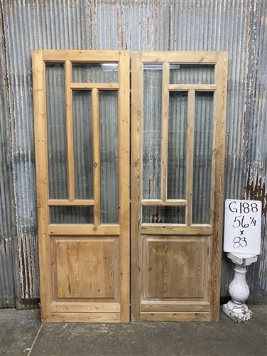 Antique French Double Doors (56x83) 5 Pane Glass, European Reclaimed G188