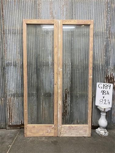 Antique French Double Doors (48.5x82.75) 1 Pane Glass, European Reclaimed G189
