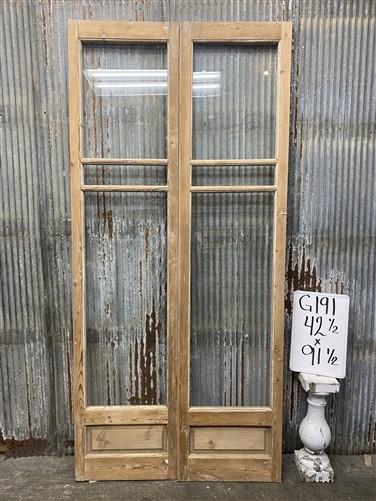 Antique French Double Doors (42.5x91.5) 3 Pane Glass, European Reclaimed G191