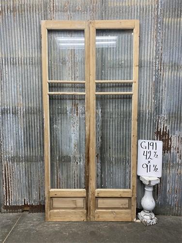 Antique French Double Doors (42.5x91.5) 3 Pane Glass, European Reclaimed G191