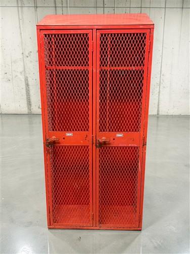 DeBourgh Industrial Mesh Locker Vintage Steel Storage Cabinet Double Locker B