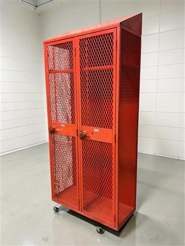 DeBourgh Industrial Mesh Locker Vintage Steel Storage Cabinet Double Locker B