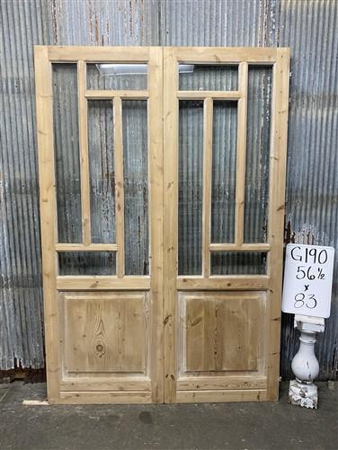 Antique French Double Doors (56.5x83) 5 Pane Glass, European Reclaimed G190