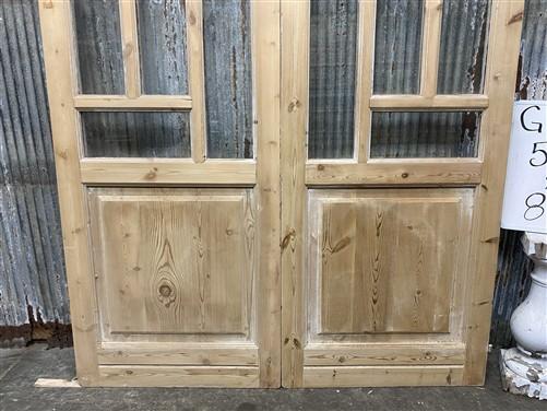 Antique French Double Doors (56.5x83) 5 Pane Glass, European Reclaimed G190