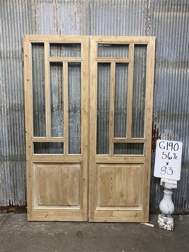 Antique French Double Doors (56.5x83) 5 Pane Glass, European Reclaimed G190