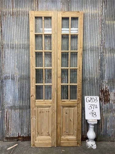 Antique French Double Doors (37.5x98) 10 Pane Glass, European Reclaimed G203