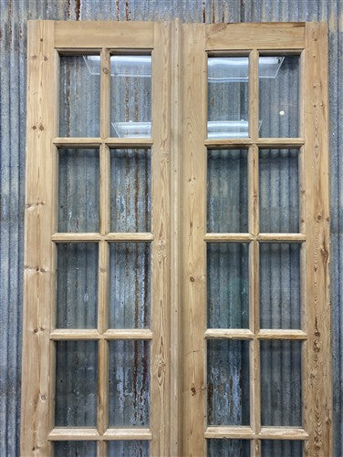Antique French Double Doors (37.5x98) 10 Pane Glass, European Reclaimed G203