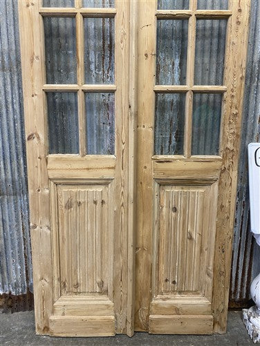 Antique French Double Doors (37.5x98) 10 Pane Glass, European Reclaimed G203