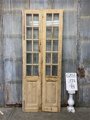 Antique French Double Doors (37.5x98) 10 Pane Glass, European Reclaimed G203