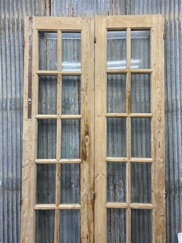 Antique French Double Doors (37.5x98) 10 Pane Glass, European Reclaimed G203
