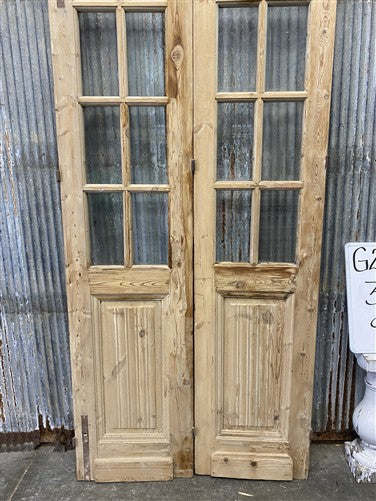 Antique French Double Doors (37.5x98) 10 Pane Glass, European Reclaimed G203