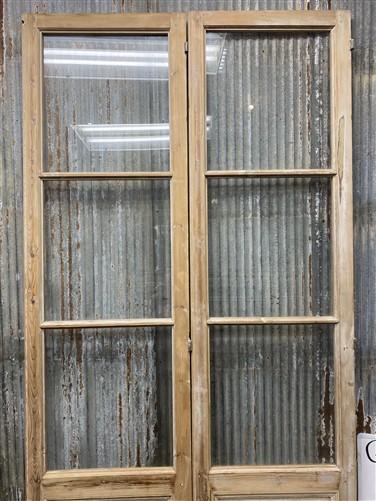 Antique French Double Doors (46x101) 3 Pane Glass, European Reclaimed G197