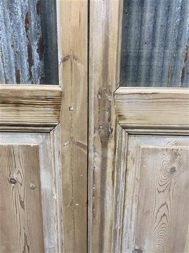Antique French Double Doors (46x101) 3 Pane Glass, European Reclaimed G197