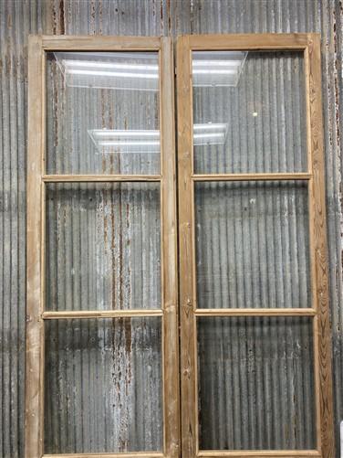 Antique French Double Doors (46x101) 3 Pane Glass, European Reclaimed G197